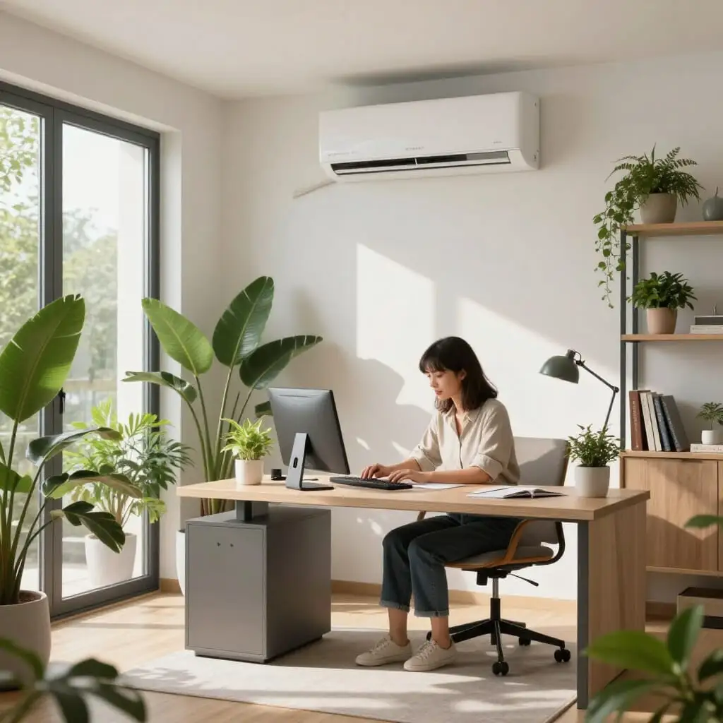 Klimaanlage im modernen Homeoffice für angenehmes Arbeiten im Sommer